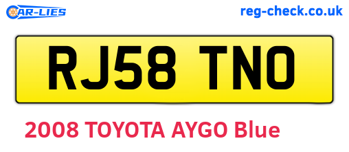 RJ58TNO are the vehicle registration plates.