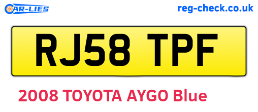 RJ58TPF are the vehicle registration plates.