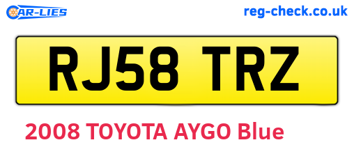 RJ58TRZ are the vehicle registration plates.