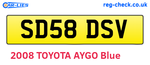SD58DSV are the vehicle registration plates.