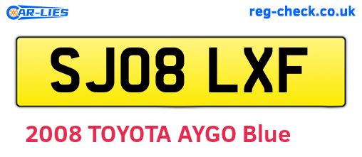 SJ08LXF are the vehicle registration plates.