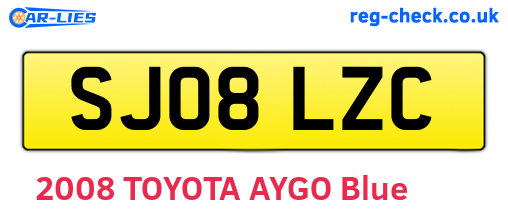 SJ08LZC are the vehicle registration plates.