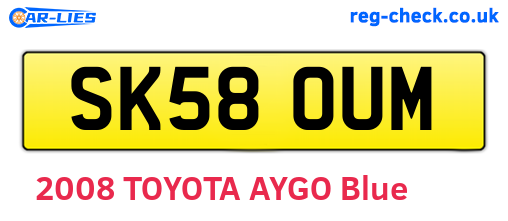 SK58OUM are the vehicle registration plates.