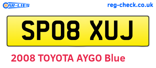 SP08XUJ are the vehicle registration plates.