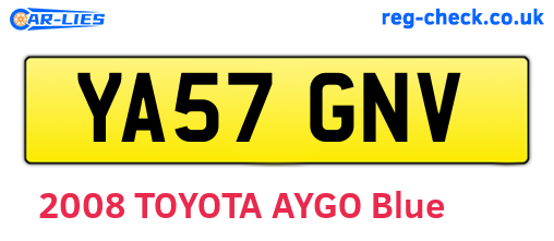 YA57GNV are the vehicle registration plates.