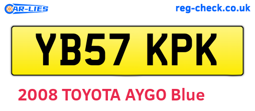 YB57KPK are the vehicle registration plates.
