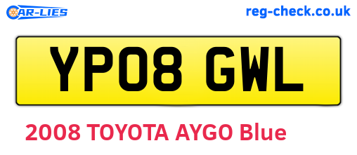 YP08GWL are the vehicle registration plates.