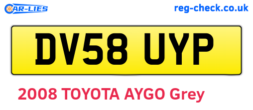 DV58UYP are the vehicle registration plates.
