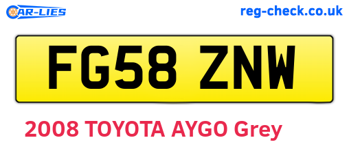 FG58ZNW are the vehicle registration plates.