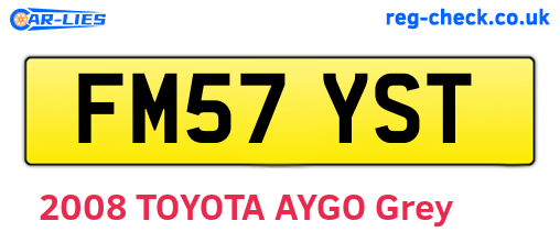 FM57YST are the vehicle registration plates.