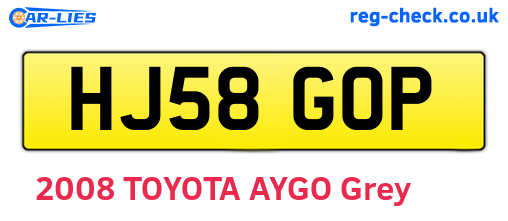 HJ58GOP are the vehicle registration plates.