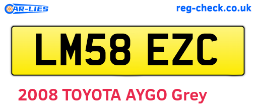 LM58EZC are the vehicle registration plates.
