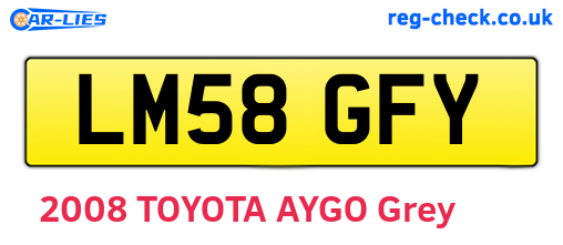 LM58GFY are the vehicle registration plates.