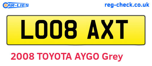 LO08AXT are the vehicle registration plates.