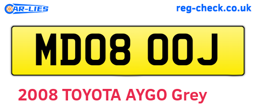 MD08OOJ are the vehicle registration plates.