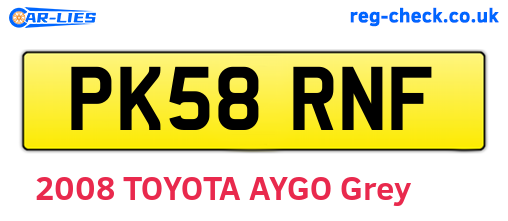PK58RNF are the vehicle registration plates.