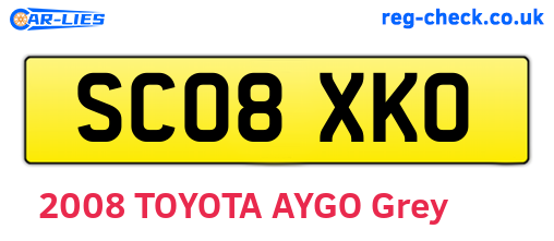 SC08XKO are the vehicle registration plates.
