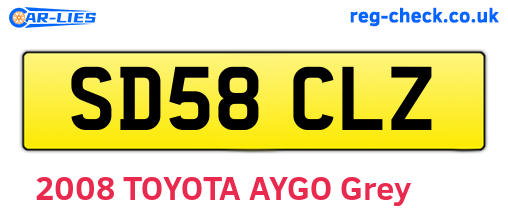 SD58CLZ are the vehicle registration plates.