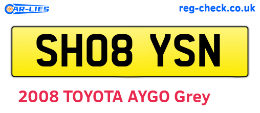 SH08YSN are the vehicle registration plates.