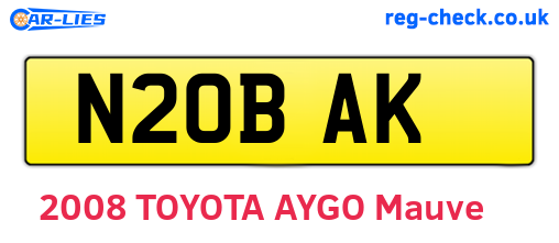 N20BAK are the vehicle registration plates.
