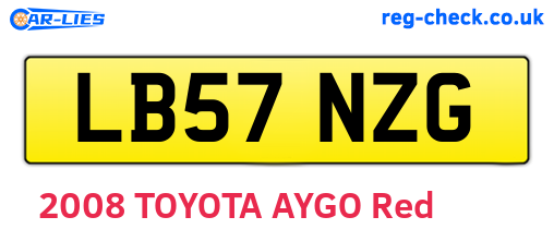 LB57NZG are the vehicle registration plates.