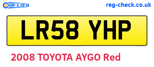 LR58YHP are the vehicle registration plates.