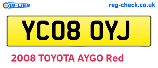 YC08OYJ are the vehicle registration plates.