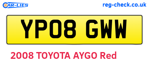 YP08GWW are the vehicle registration plates.