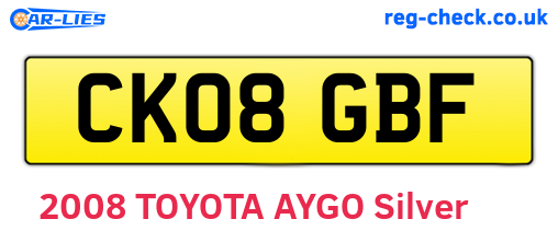 CK08GBF are the vehicle registration plates.