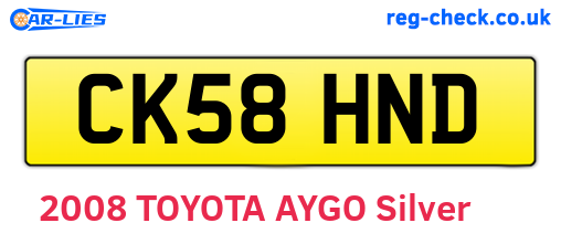 CK58HND are the vehicle registration plates.
