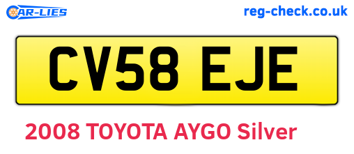CV58EJE are the vehicle registration plates.