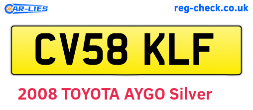 CV58KLF are the vehicle registration plates.