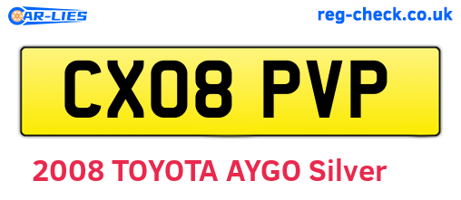 CX08PVP are the vehicle registration plates.