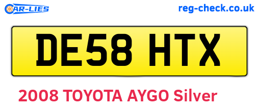 DE58HTX are the vehicle registration plates.