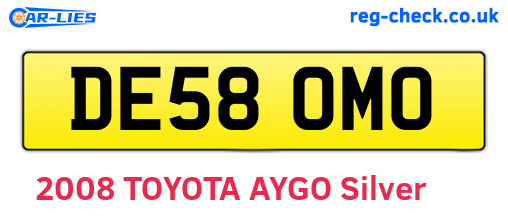 DE58OMO are the vehicle registration plates.