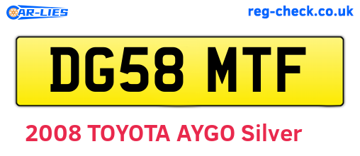 DG58MTF are the vehicle registration plates.