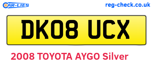 DK08UCX are the vehicle registration plates.