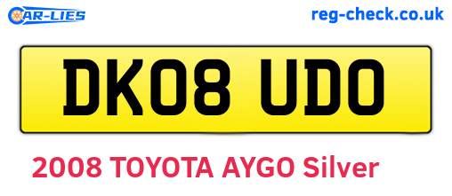 DK08UDO are the vehicle registration plates.