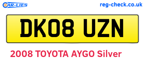 DK08UZN are the vehicle registration plates.