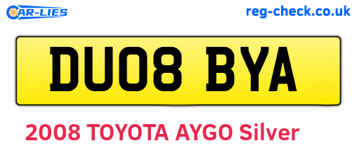 DU08BYA are the vehicle registration plates.