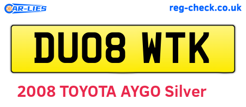 DU08WTK are the vehicle registration plates.