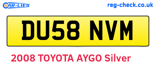 DU58NVM are the vehicle registration plates.