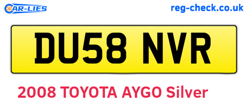 DU58NVR are the vehicle registration plates.