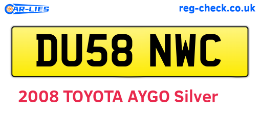 DU58NWC are the vehicle registration plates.