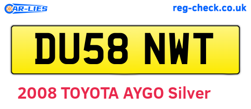 DU58NWT are the vehicle registration plates.