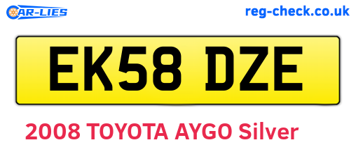 EK58DZE are the vehicle registration plates.