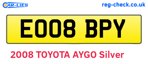 EO08BPY are the vehicle registration plates.