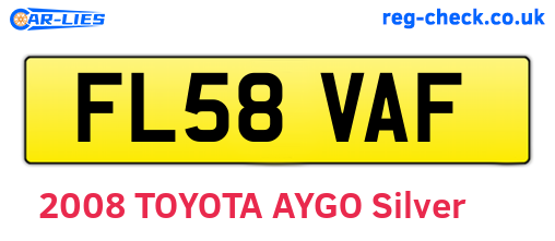 FL58VAF are the vehicle registration plates.