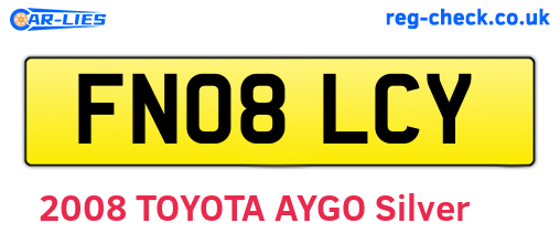 FN08LCY are the vehicle registration plates.