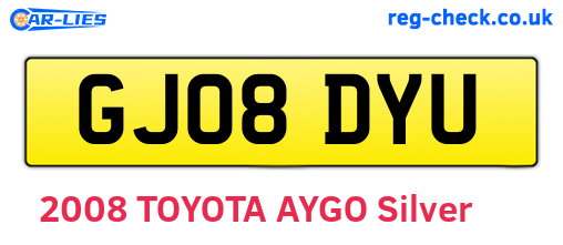 GJ08DYU are the vehicle registration plates.